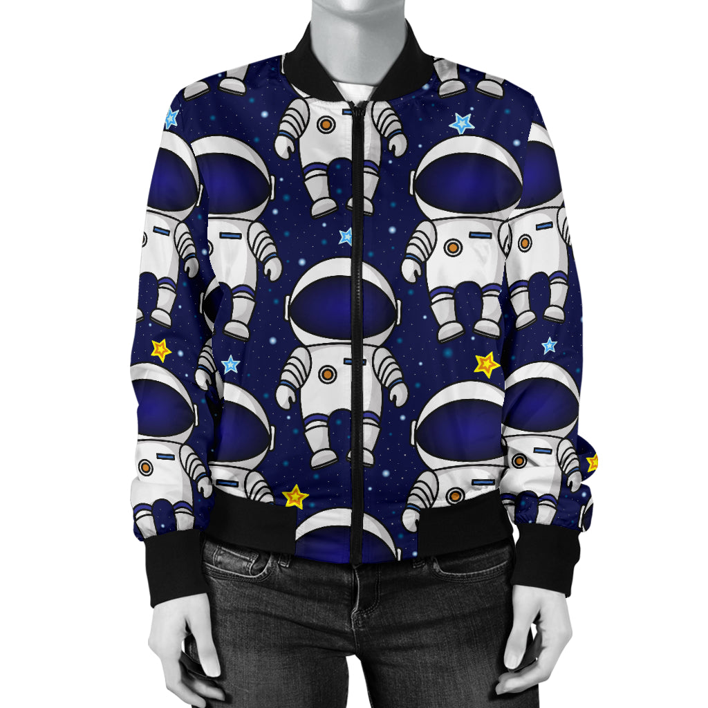 Astronaut Pattern Print Design 01 Women's Bomber Jacket
