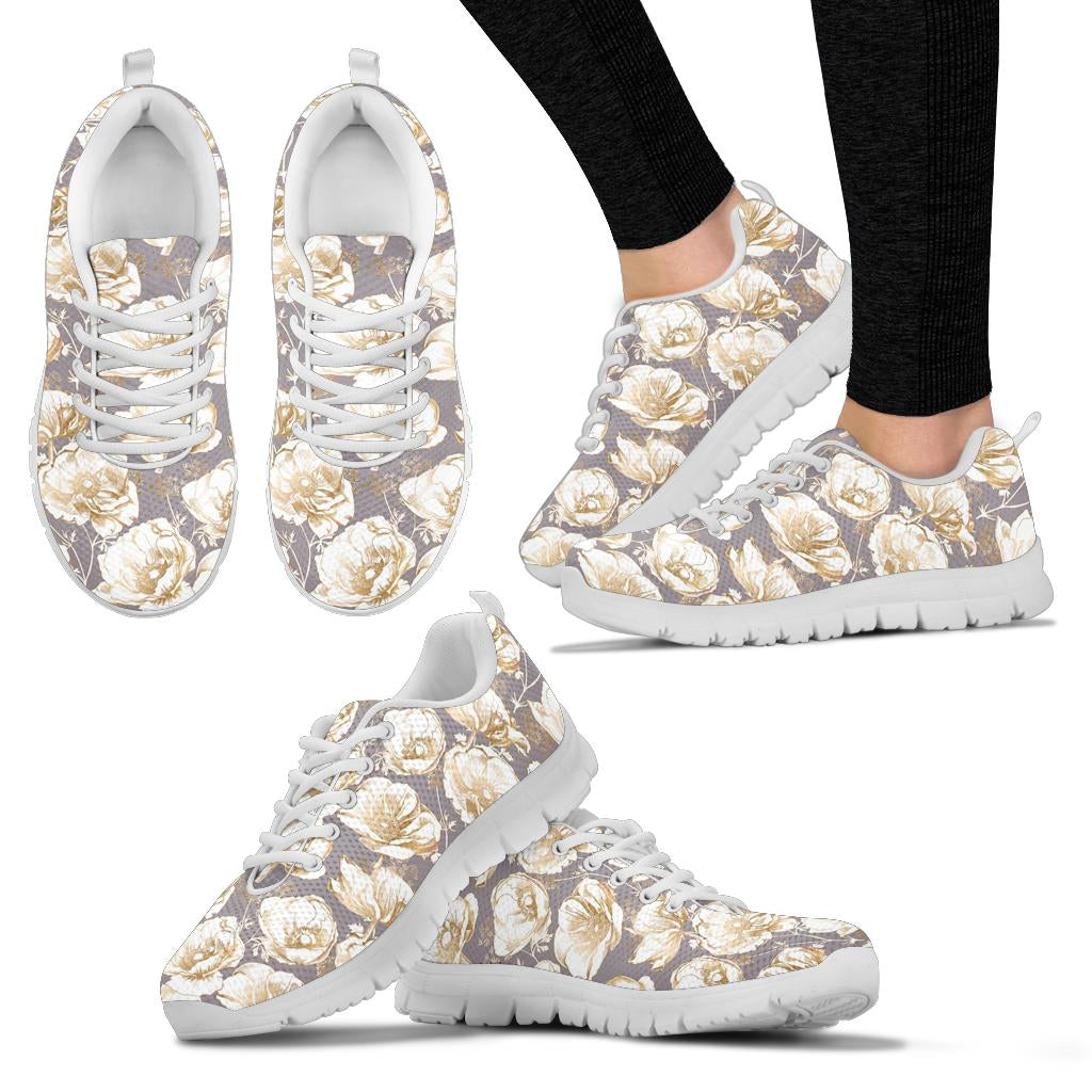 Anemone Pattern Print Design AM05 Sneakers White Bottom Shoes