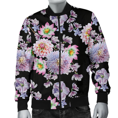 Dahlia Pattern Print Design DH012 Men Bomber Jacket