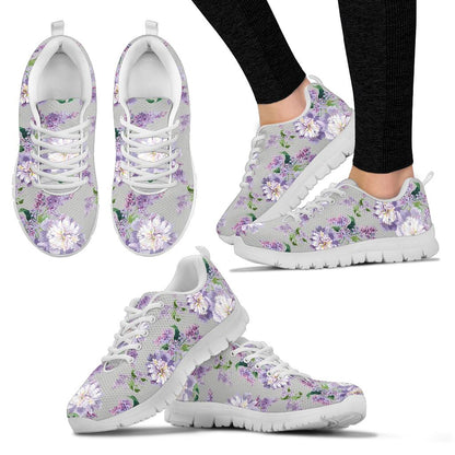 Lilac Pattern Print Design LI07 Sneakers White Bottom Shoes