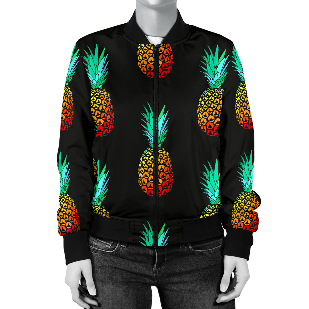 Pineapple Pattern Print Design A05 Women's Bomber Jacket