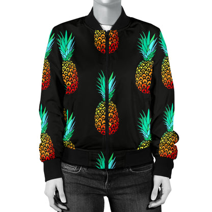 Pineapple Pattern Print Design A05 Women's Bomber Jacket