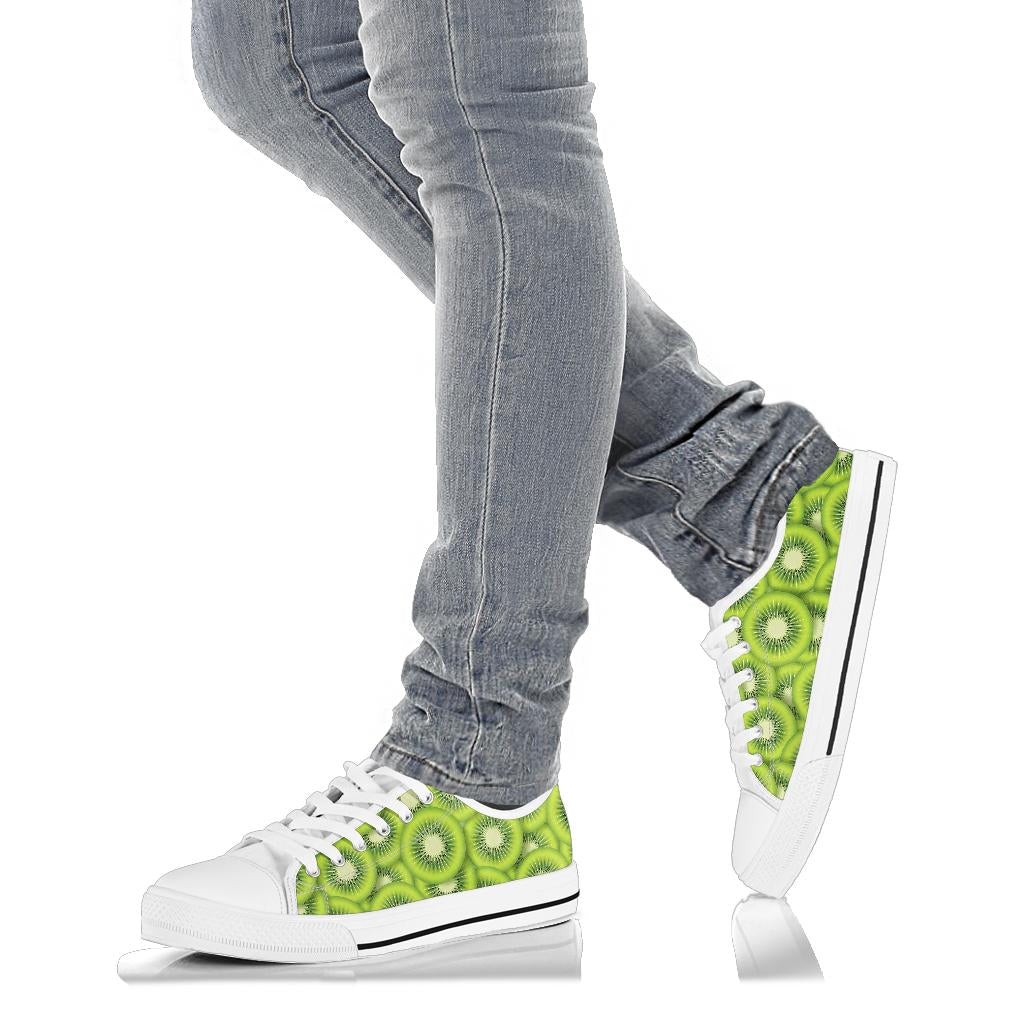 Kiwi Pattern Print Design KW01 White Bottom Low Top Shoes