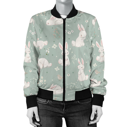Bunny Pattern Print Design 03 Women's Bomber Jacket