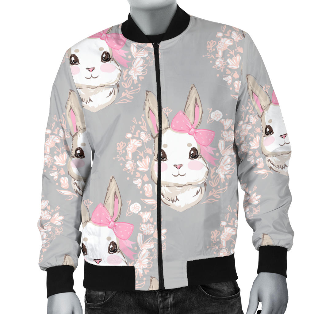 Rabbit Pattern Print Design RB07 Men Bomber Jacket