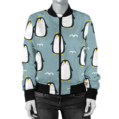 Penguin Pattern Print Design A02 Women's Bomber Jacket