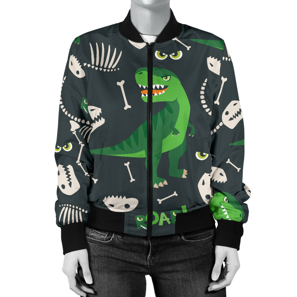 T Rex Pattern Print Design A05 Women's Bomber Jacket