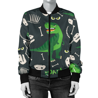 T Rex Pattern Print Design A05 Women's Bomber Jacket