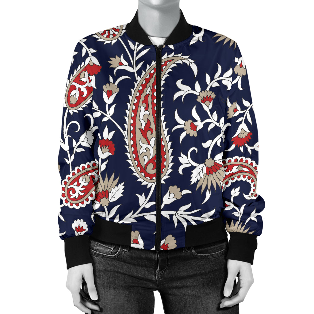 Paisley Pattern Print Design A05 Women's Bomber Jacket