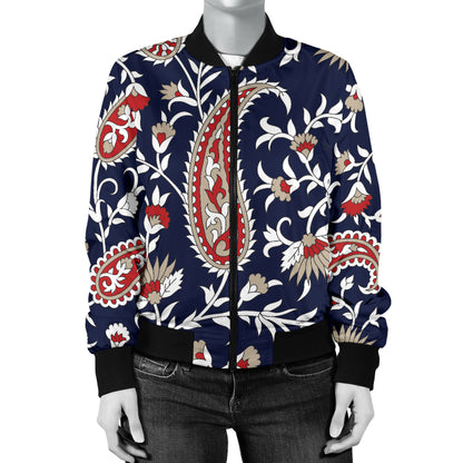 Paisley Pattern Print Design A05 Women's Bomber Jacket