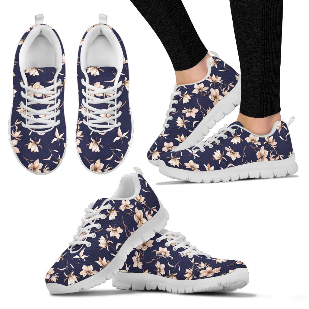 Beautiful Floral Pattern Sneakers White Bottom Shoes