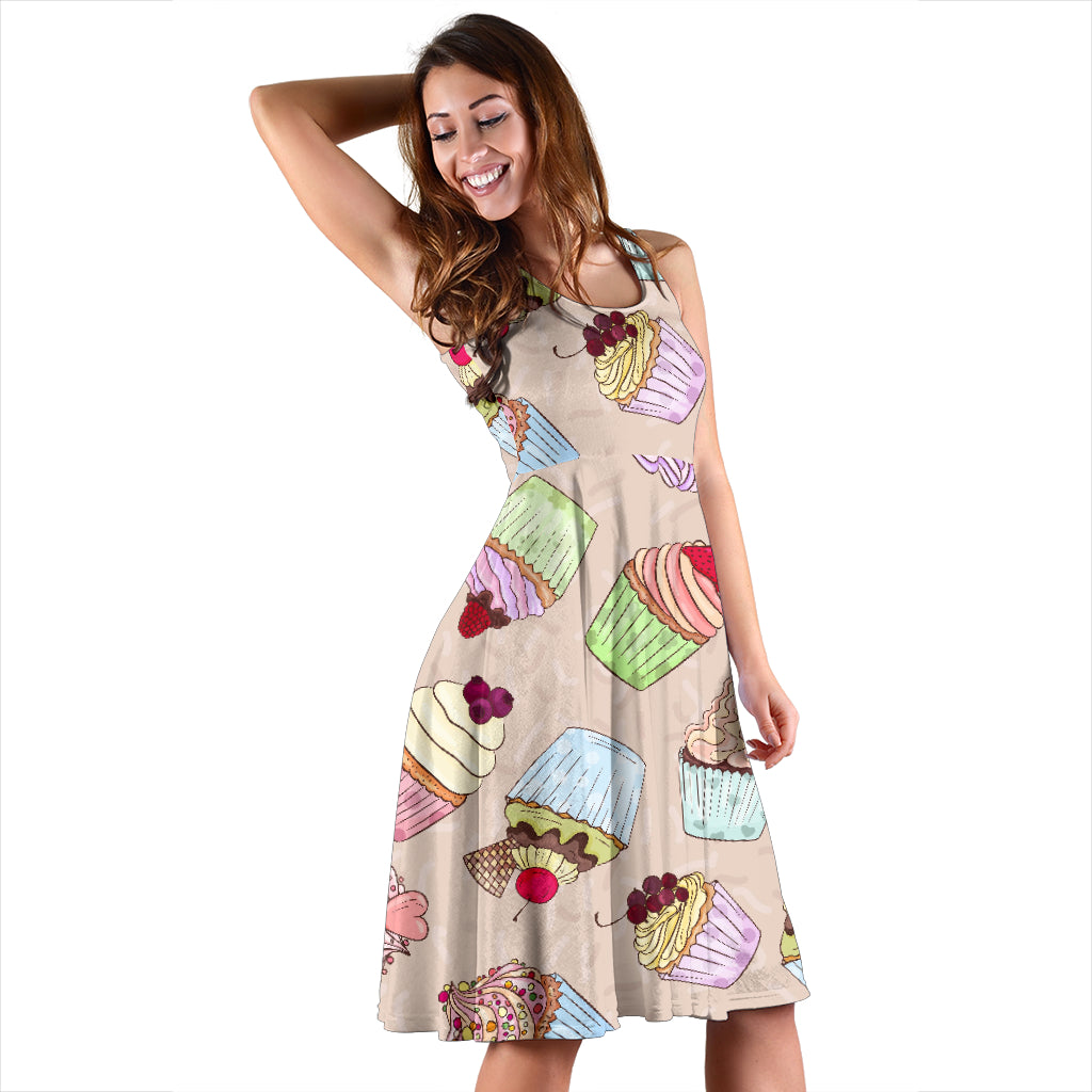 Cupcake Pattern Print Design CP06 Midi Dress