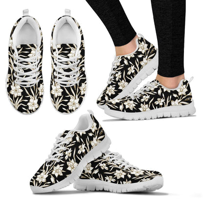 Daffodils Pattern Print Design DF06 Sneakers White Bottom Shoes