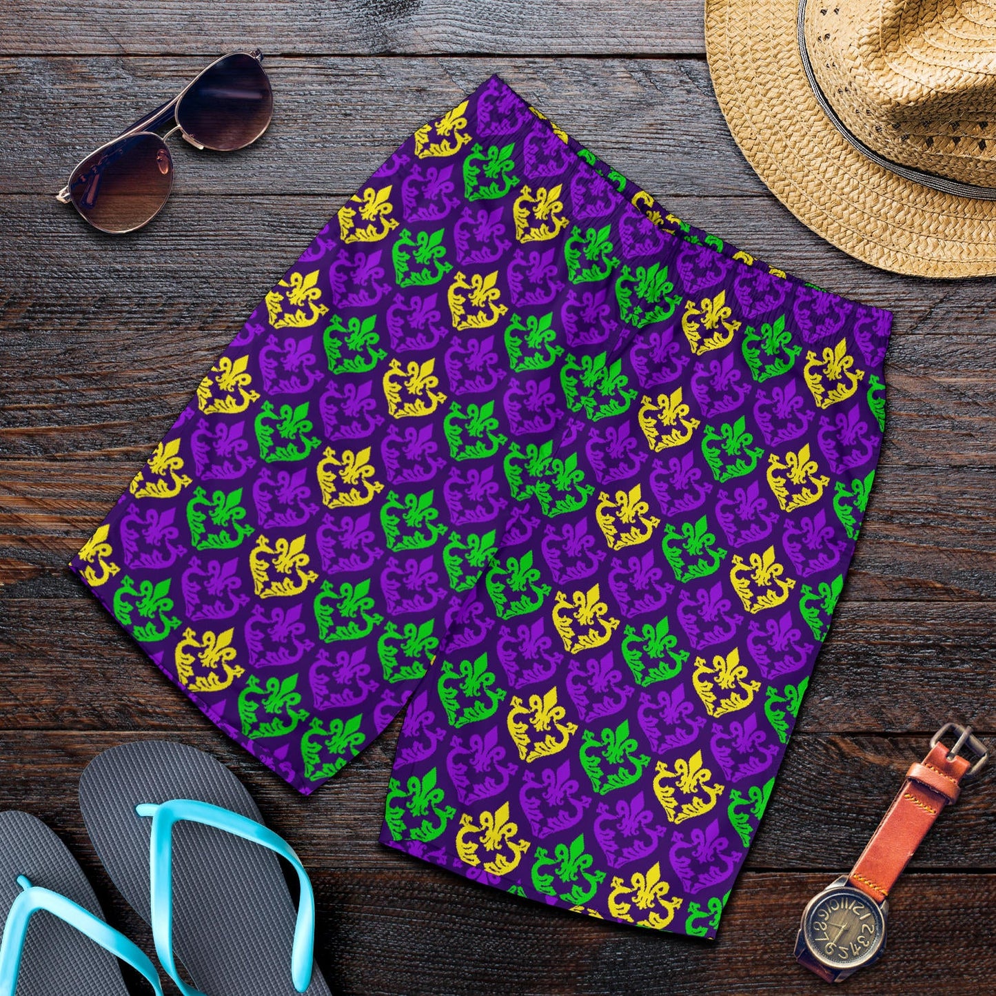 Mardi Gras Pattern Print Design 02 Mens Shorts
