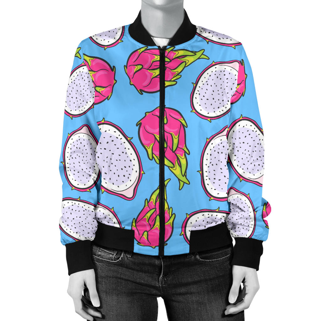 Dragonfruit Pattern Print Design DF04 Women Bomber Jacket