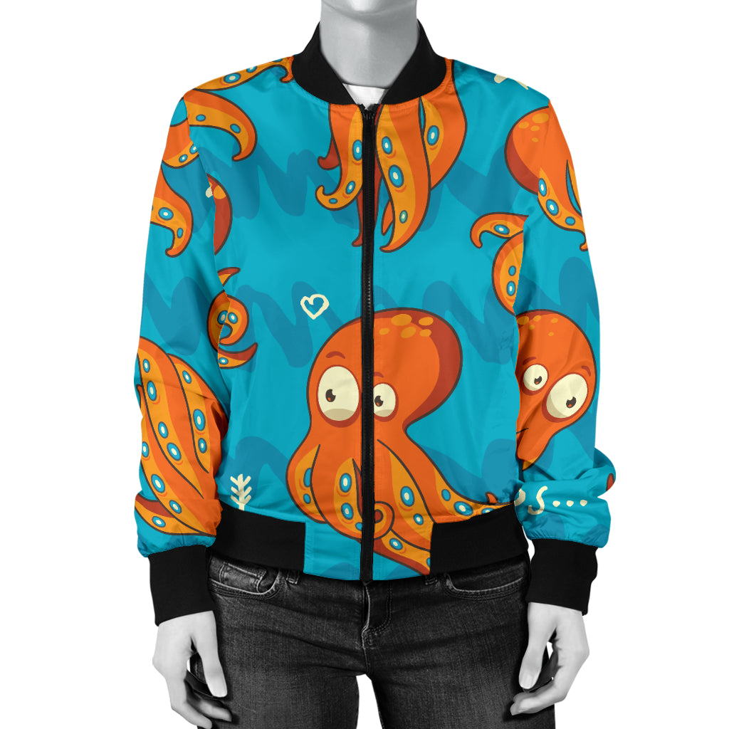 Octopus Pattern Print Design A02 Women's Bomber Jacket