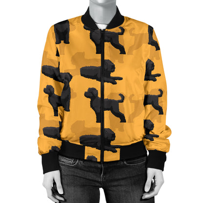 Bouviers des Flandres Pattern Print Design 01 Women's Bomber Jacket