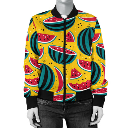 Watermelon Pattern Print Design WM02 Women Bomber Jacket