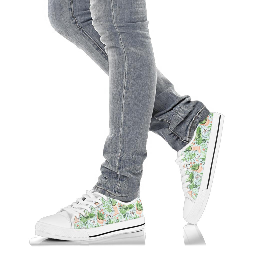 Gardening Pattern Print Design G04 White Bottom Low Top Shoes