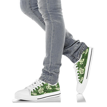 Cucumber Pattern Print Design CC01 White Bottom Low Top Shoes