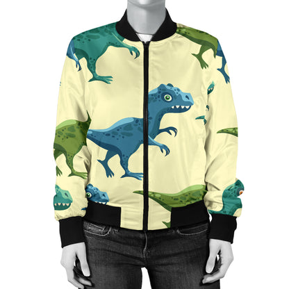 T Rex Pattern Print Design A04 Women's Bomber Jacket