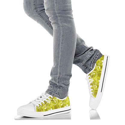 Hawaiian Themed Pattern Print Design H019 White Bottom Low Top Shoes