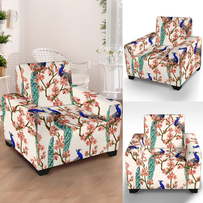 Cherry Blossom Peacock Armchair Slipcover