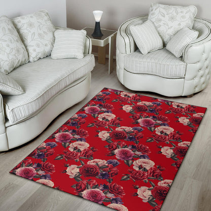 Rose Red Pattern Print Design RO07 Area Rugs