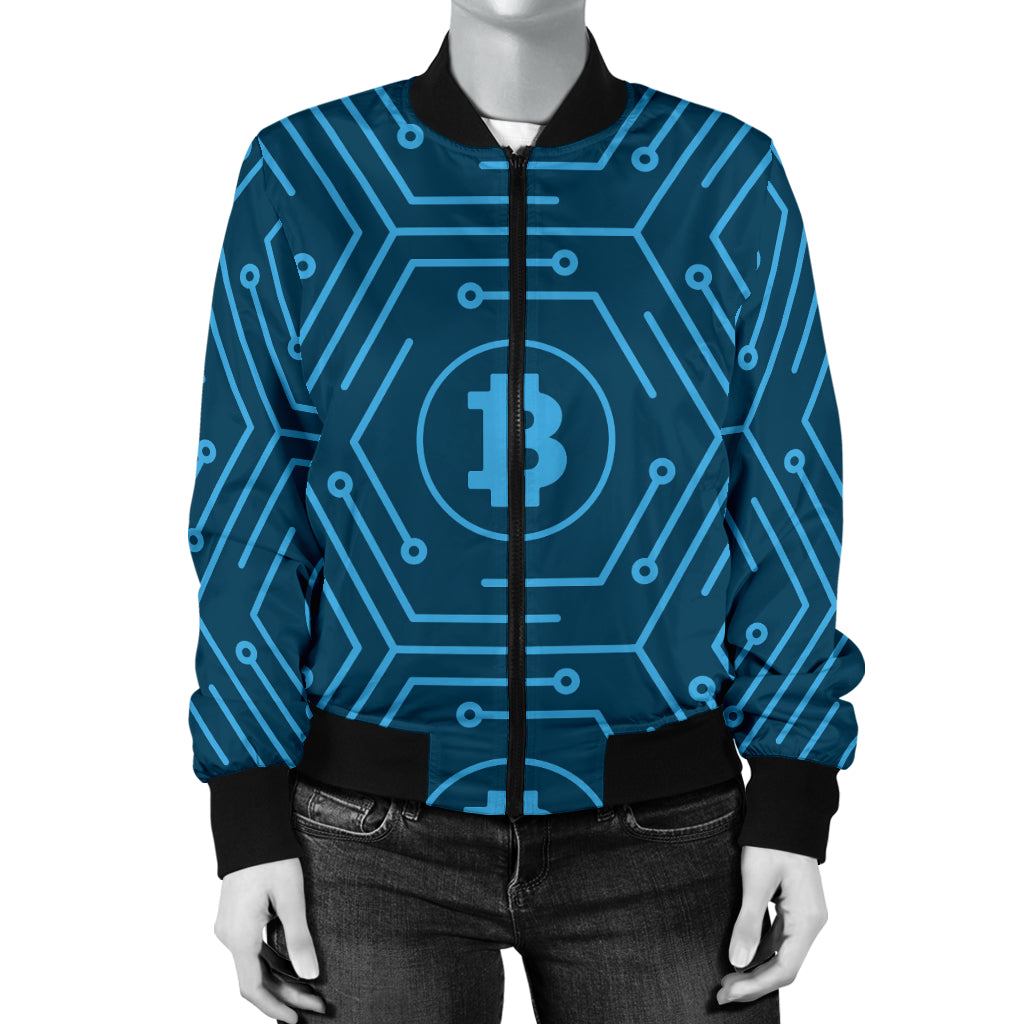 Cryptocurrency Pattern Print Design 04 Women's Bomber Jacket
