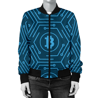 Cryptocurrency Pattern Print Design 04 Women's Bomber Jacket