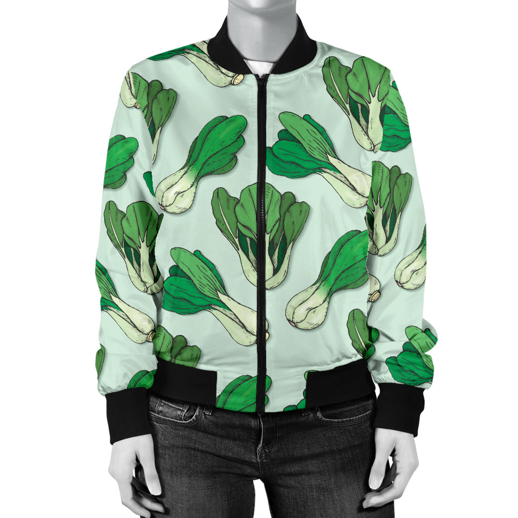 Bok Choy Pattern Print Design 01 Women's Bomber Jacket