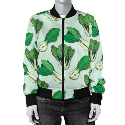 Bok Choy Pattern Print Design 01 Women's Bomber Jacket