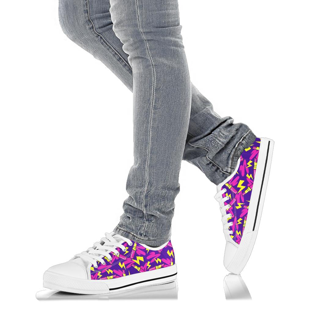 Lipstick Pattern Print Design LT04 White Bottom Low Top Shoes