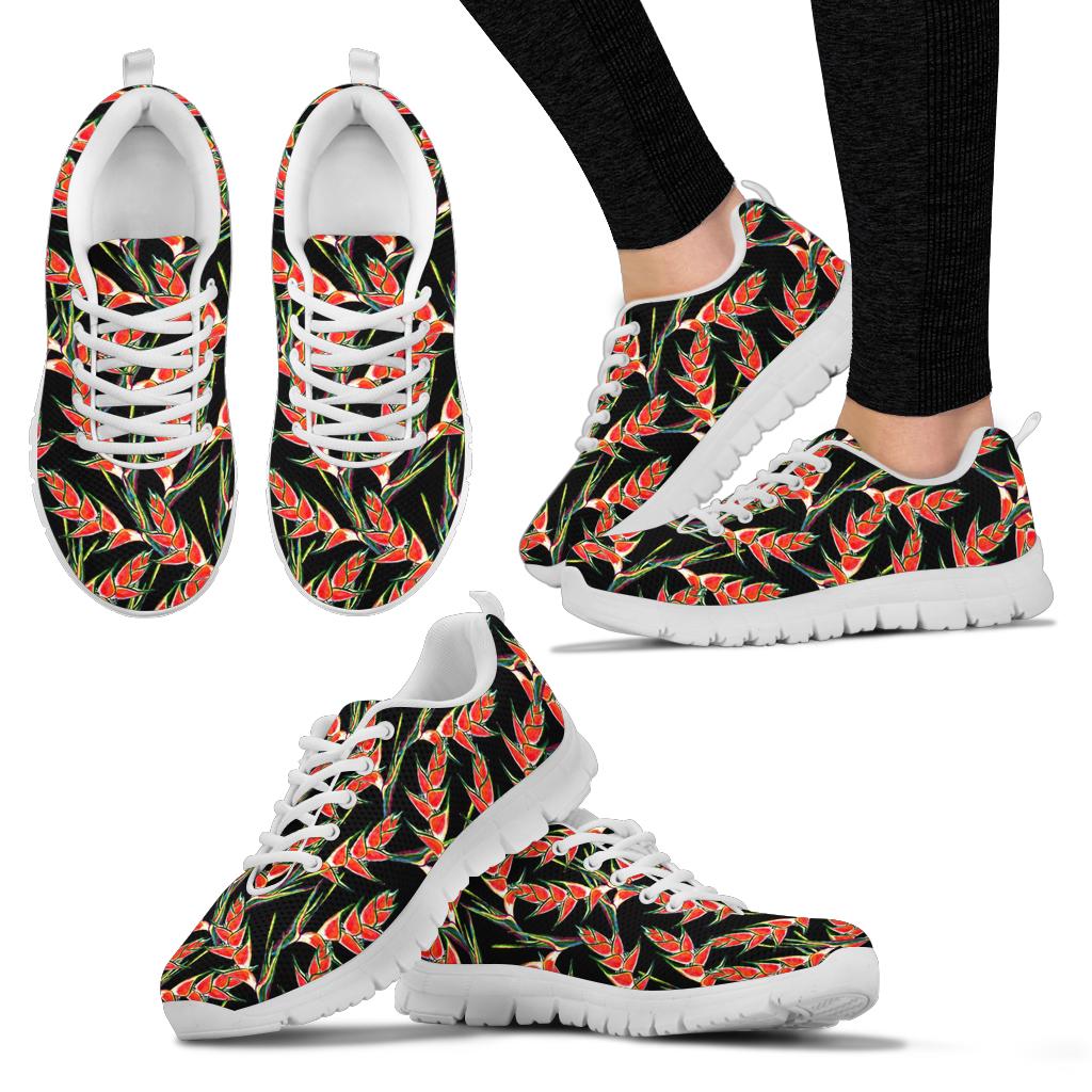 Heliconia Pattern Print Design HL010 Sneakers White Bottom Shoes
