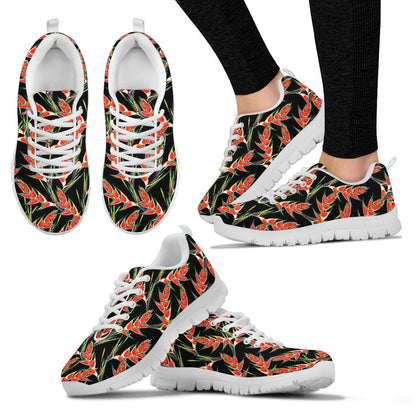 Heliconia Pattern Print Design HL010 Sneakers White Bottom Shoes