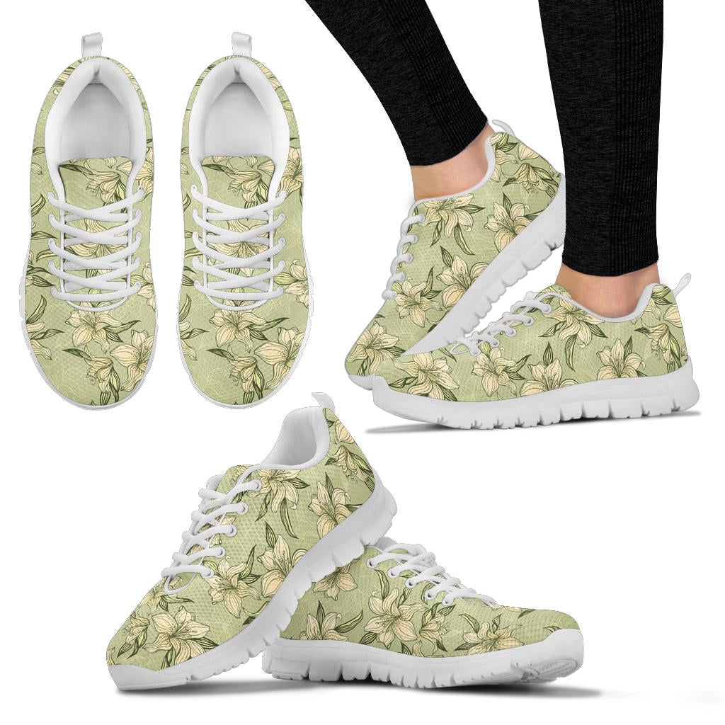Lily Pattern Print Design LY06 Sneakers White Bottom Shoes
