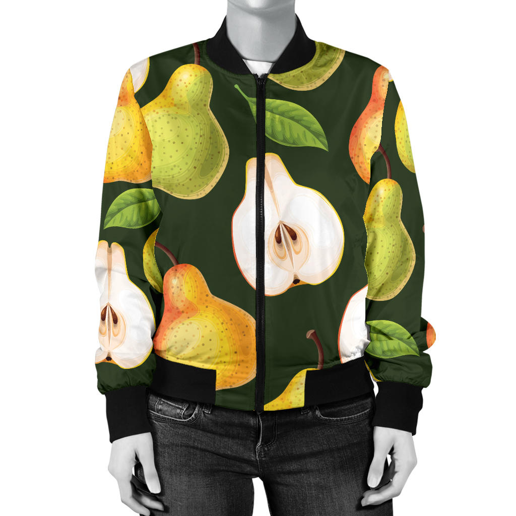 Pear Pattern Print Design PE06 Women Bomber Jacket