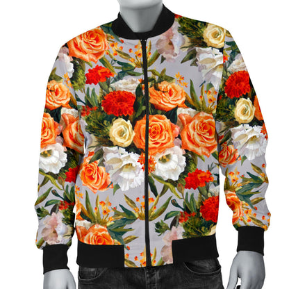 Lisianthus Pattern Print Design LT04 Men Bomber Jacket
