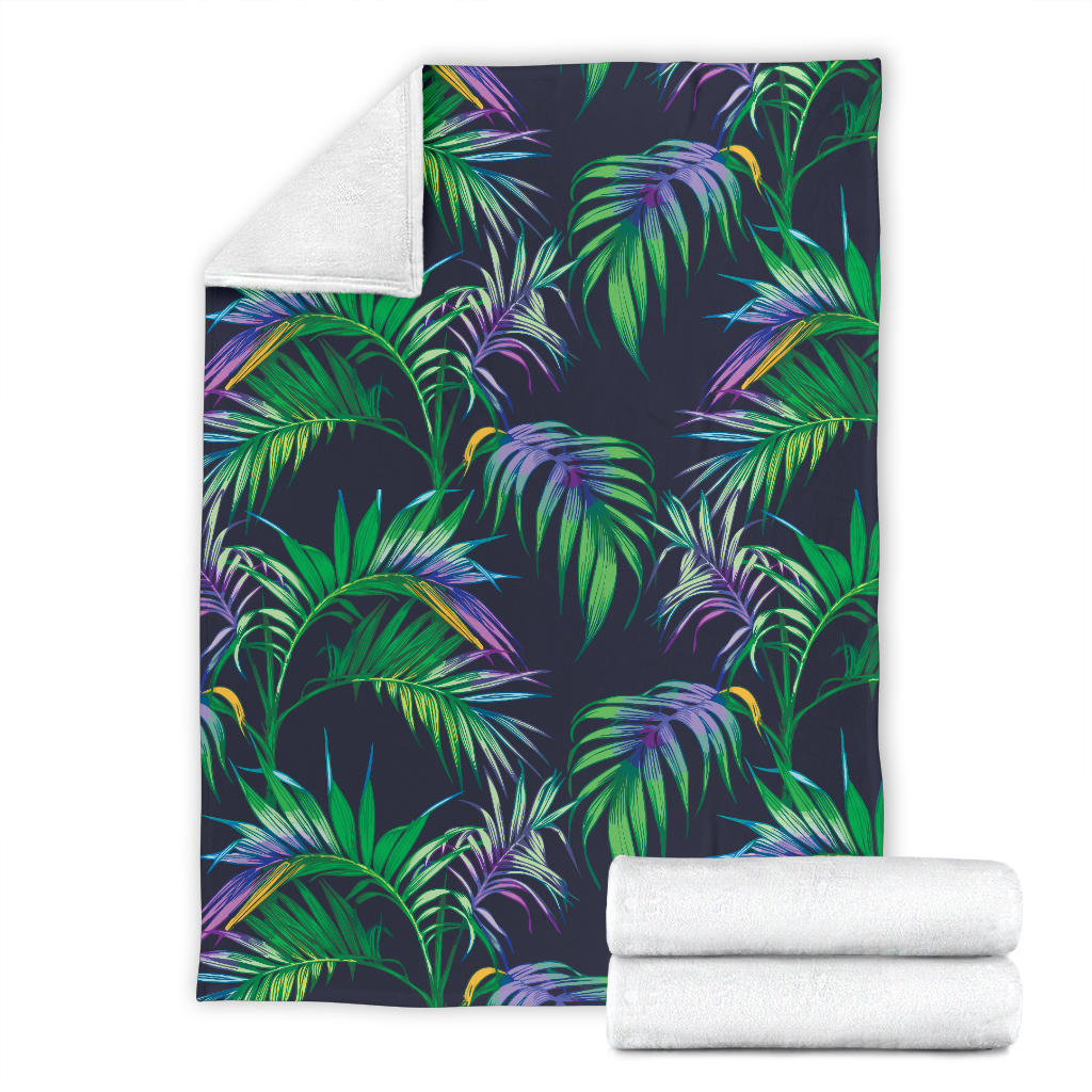 Palm Leaves Pattern Print Design PL04 Fleece Blanket
