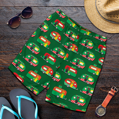Camper Camping Christmas Themed Print Mens Shorts