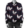 Chicken Pattern Print Design 03 Women's Bomber Jacket