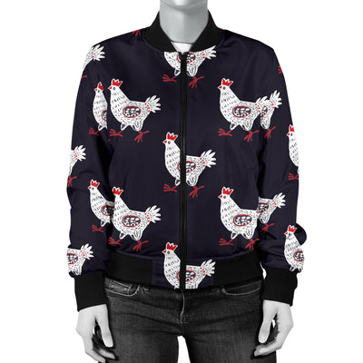 Chicken Pattern Print Design 03 Women's Bomber Jacket