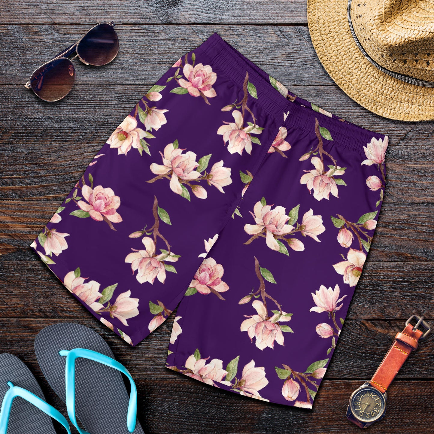 Magnolia Pattern Print Design MAG02 Mens Shorts