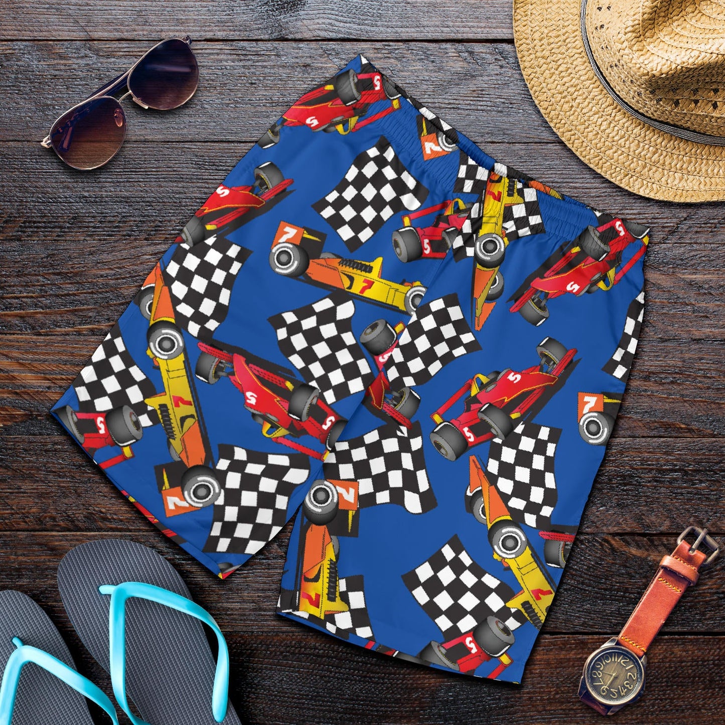 Racing Pattern Print Design A01 Mens Shorts