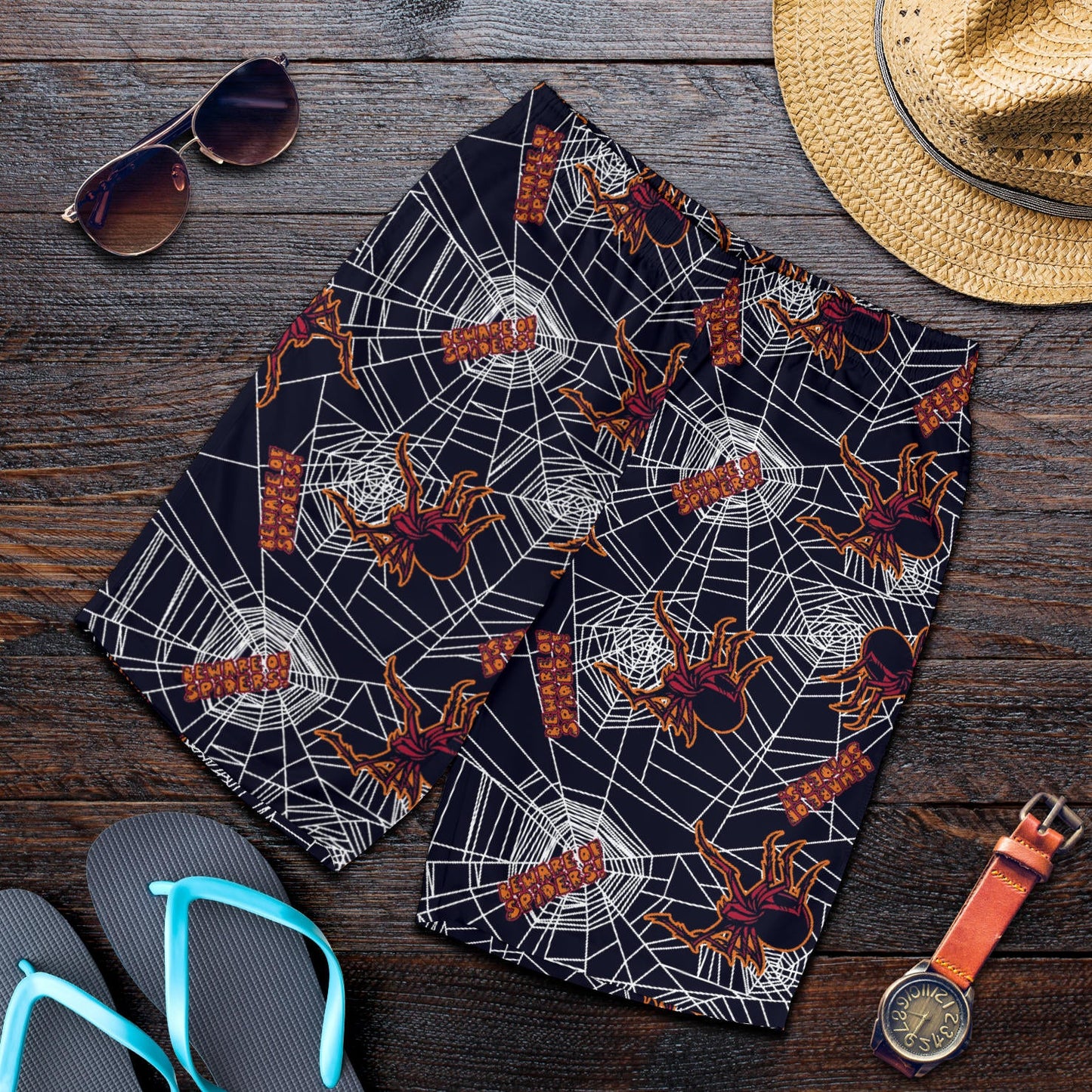 Tarantula Spiderwebs Pattern Print Design 01 Mens Shorts
