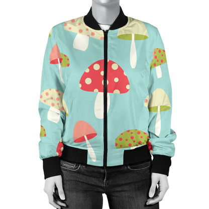 Mushroom Pattern Print Design A01 Women's Bomber Jacket