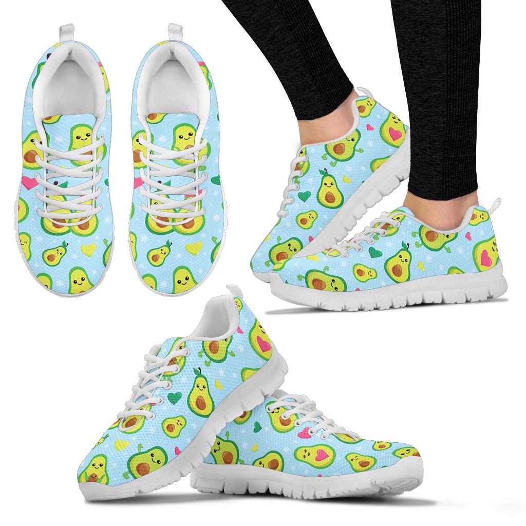 Avocado Pattern Print Design AC09 Sneakers White Bottom Shoes