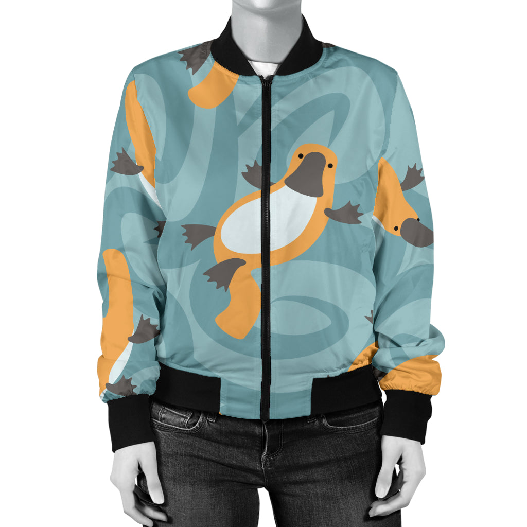 Platypus Pattern Print Design A01 Women's Bomber Jacket