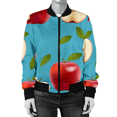 Apple Pattern Print Design AP012 Women Bomber Jacket