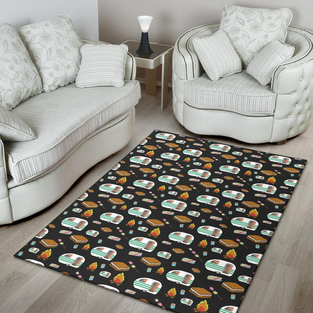 Camper Marshmallow Camping Design Print Area Rugs